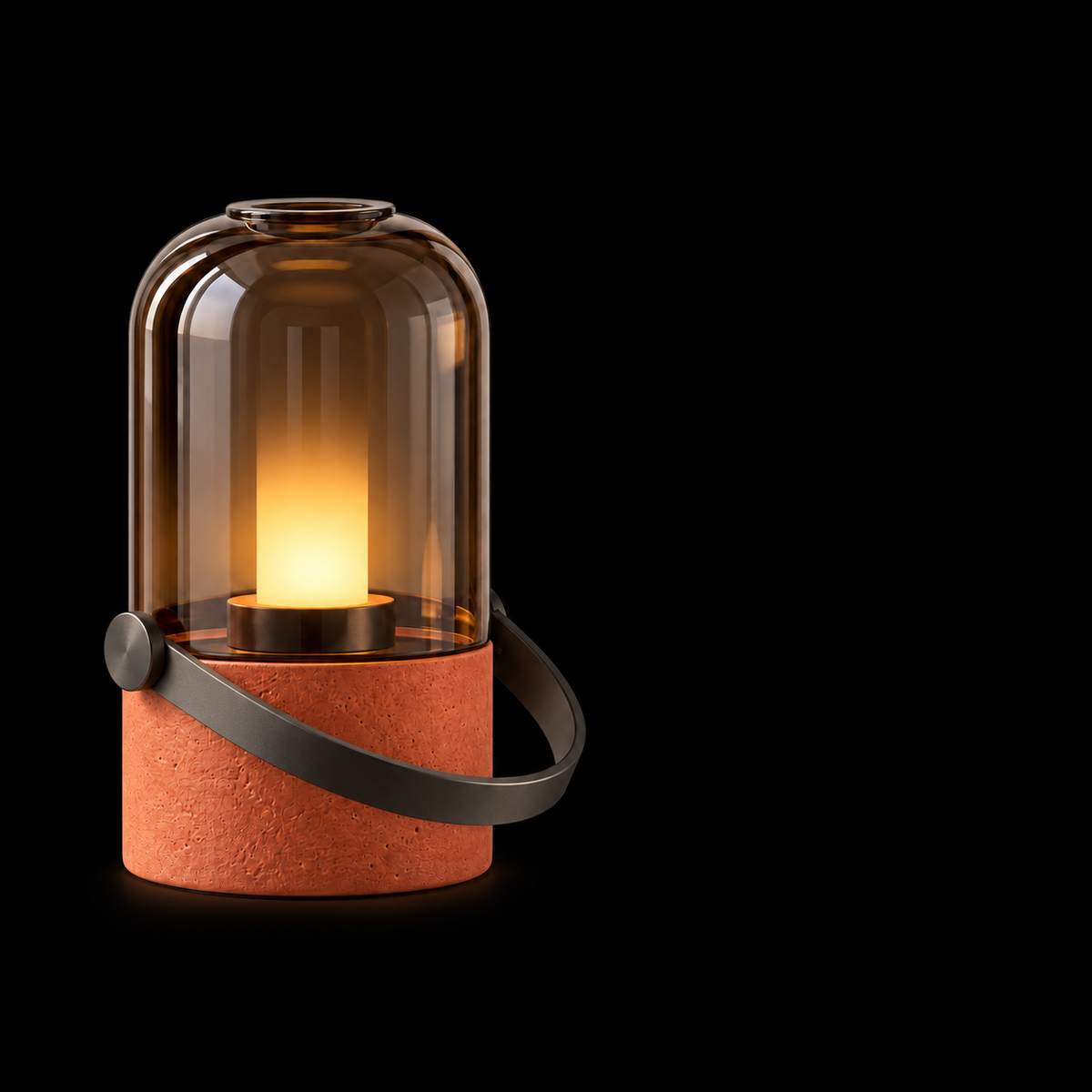Arden Lantern Portable Lamp feature and light-distribution view