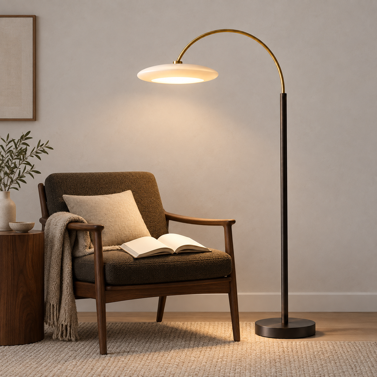 Avelin Arc Floor Lamp in a considered interior setting