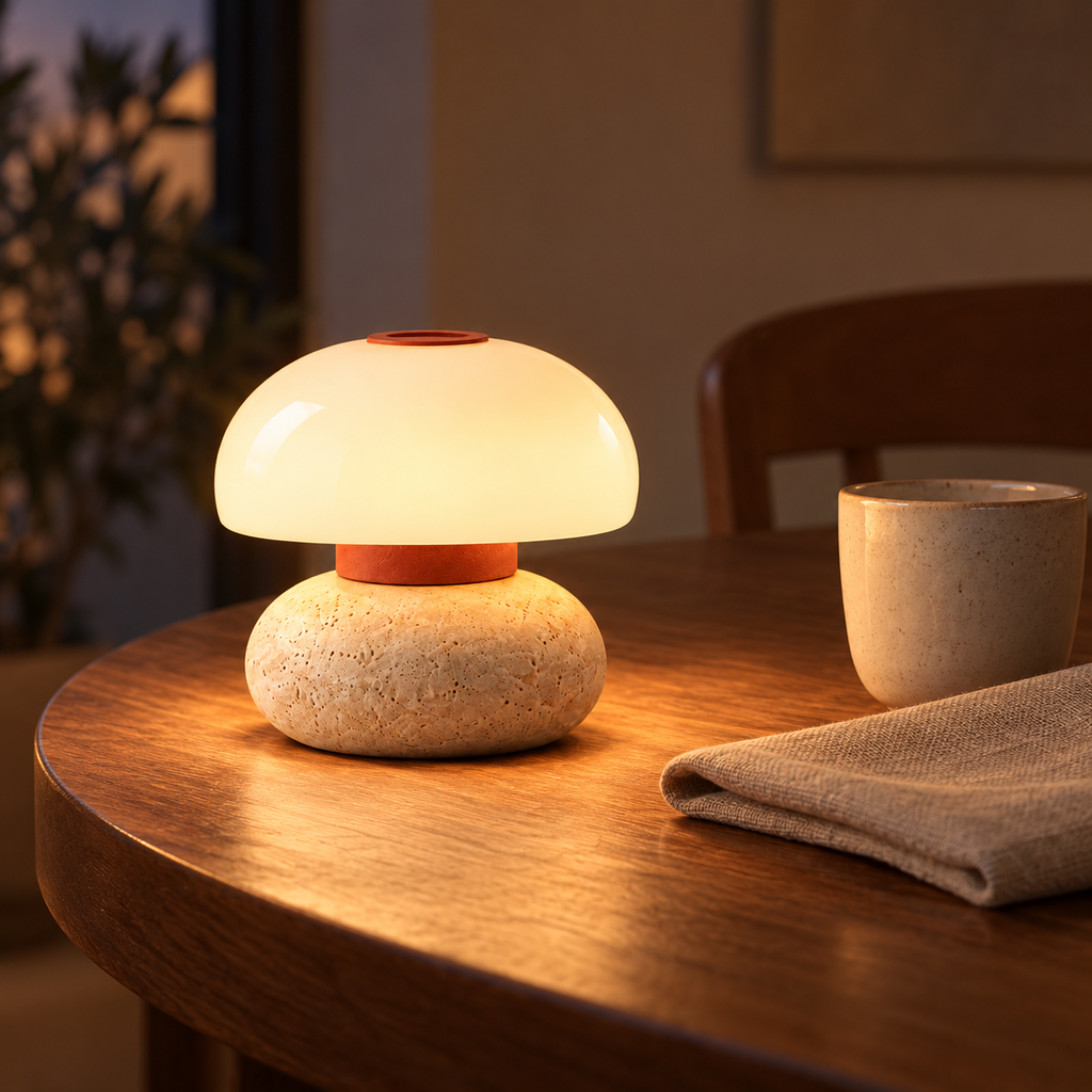 Luma Pebble Portable Lamp in a considered interior setting