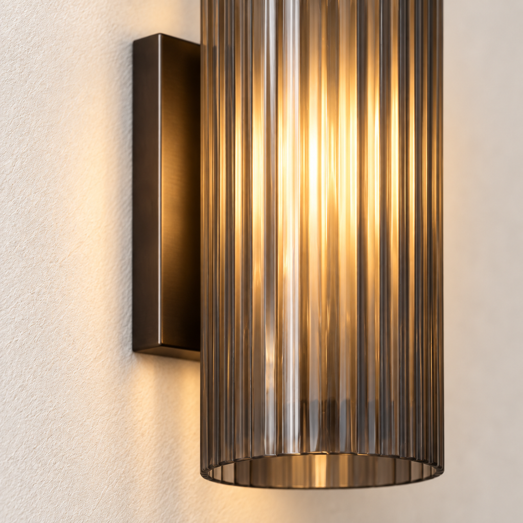 Nerra Ribbed Glass Wall Sconce material and construction detail