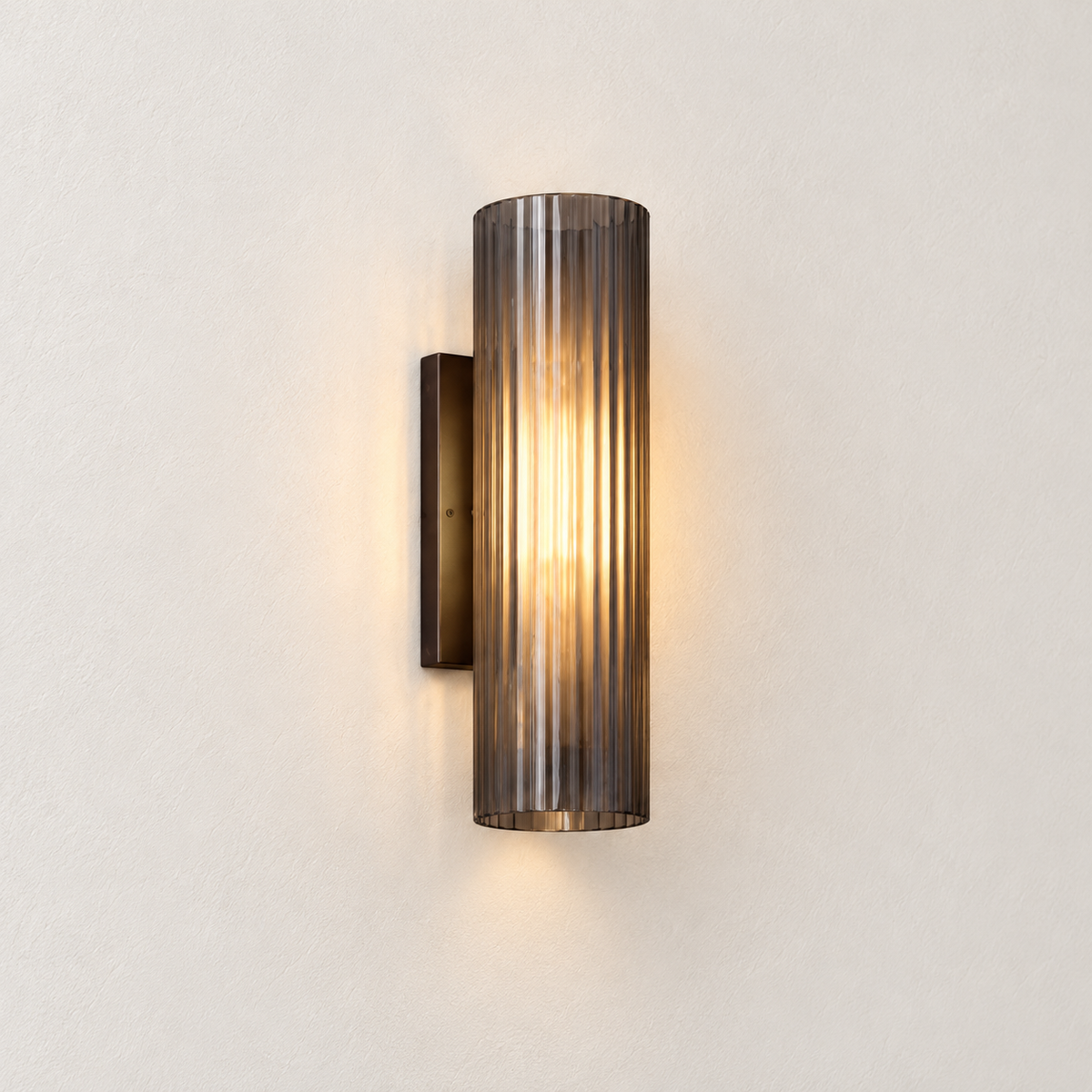 Nerra Ribbed Glass Wall Sconce complete studio view