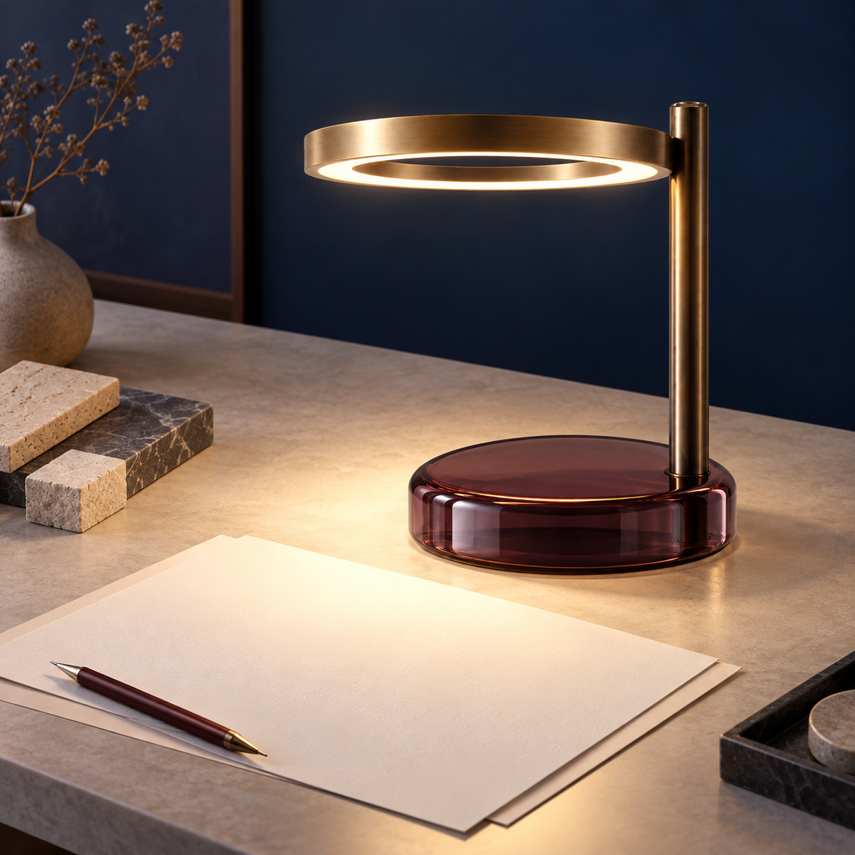 Orin Halo Desk Lamp in a considered interior setting