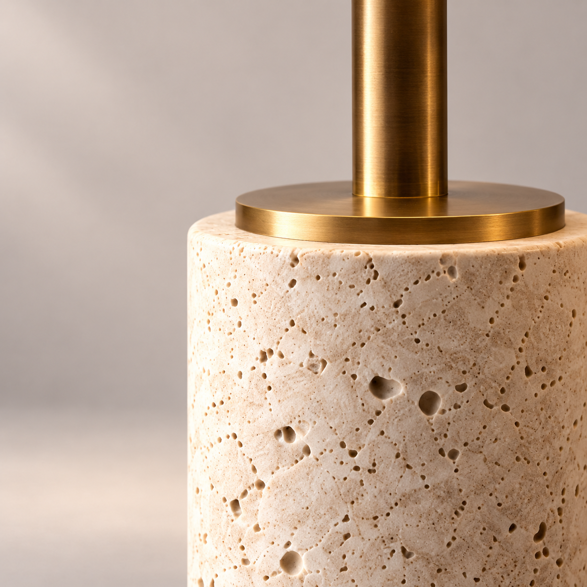 Solenne Travertine Table Lamp material and construction detail