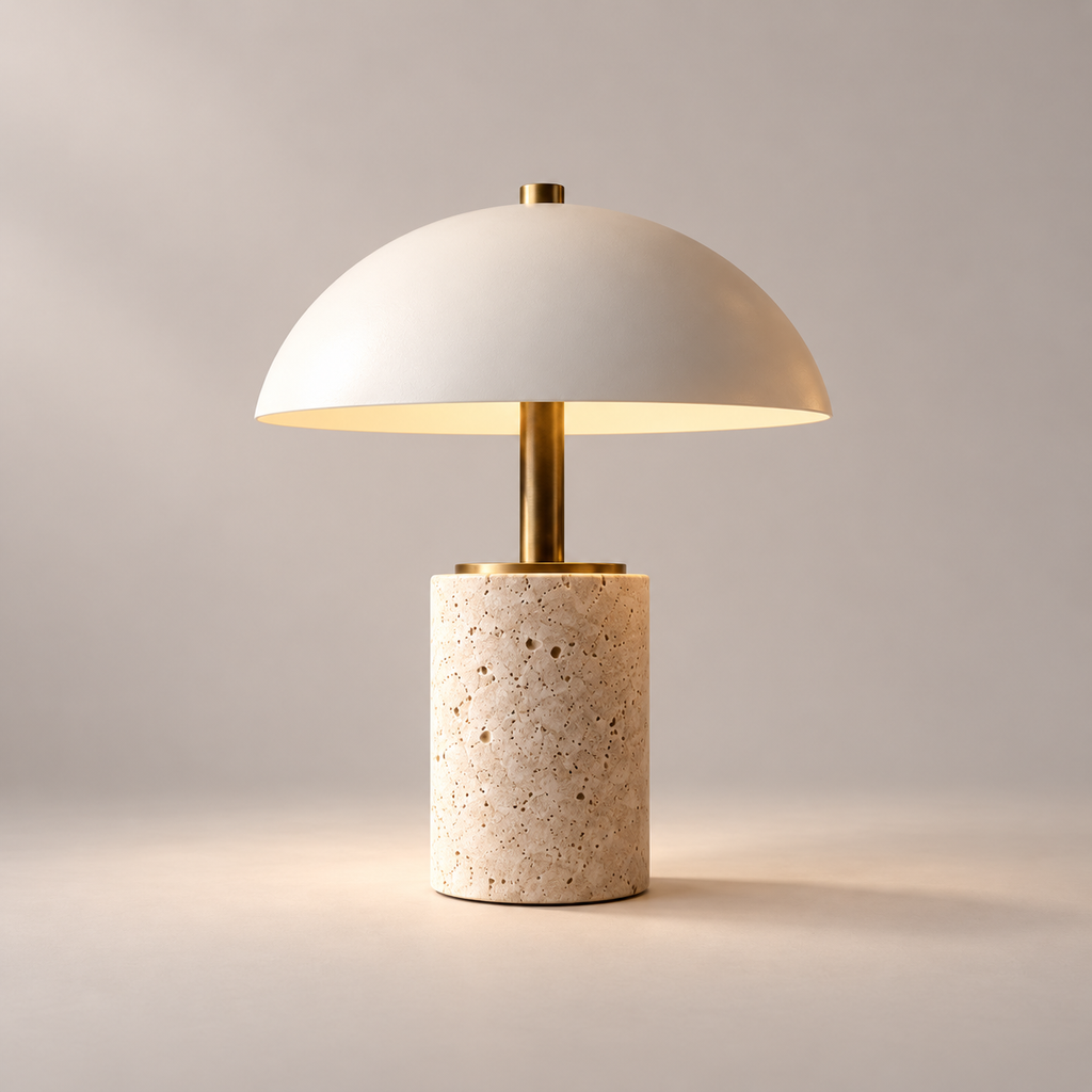 Solenne Travertine Table Lamp complete studio view