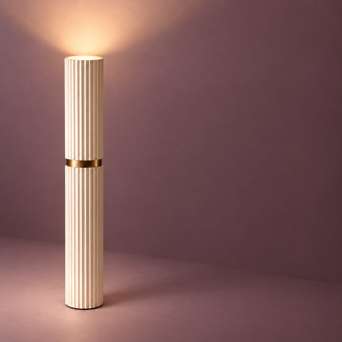 Sorel Fluted Column Floor Lamp feature and light-distribution view