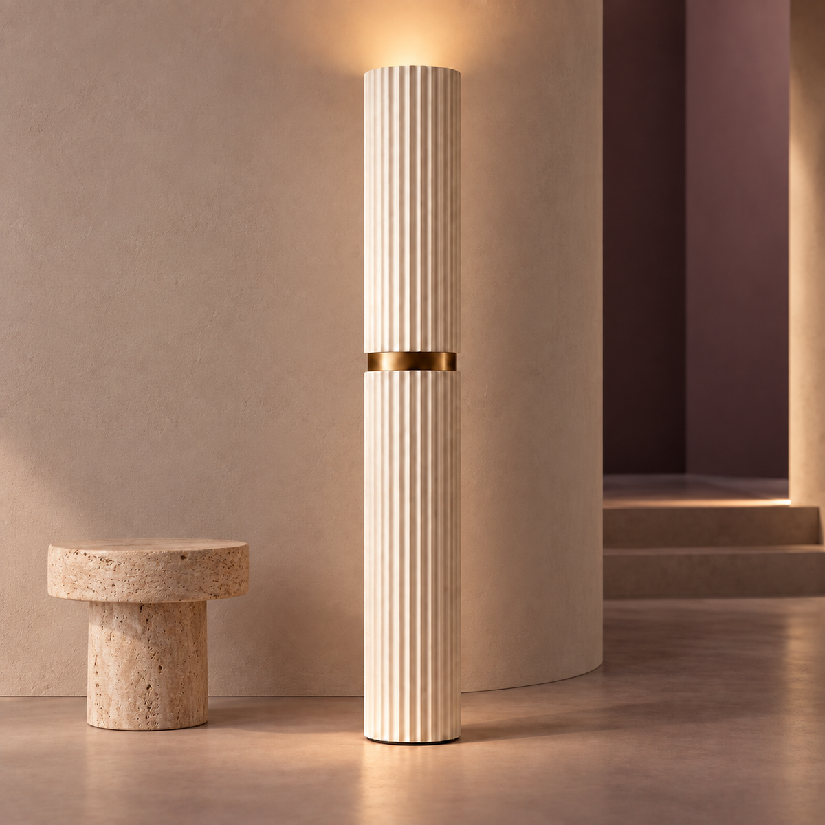 Sorel Fluted Column Floor Lamp in a considered interior setting