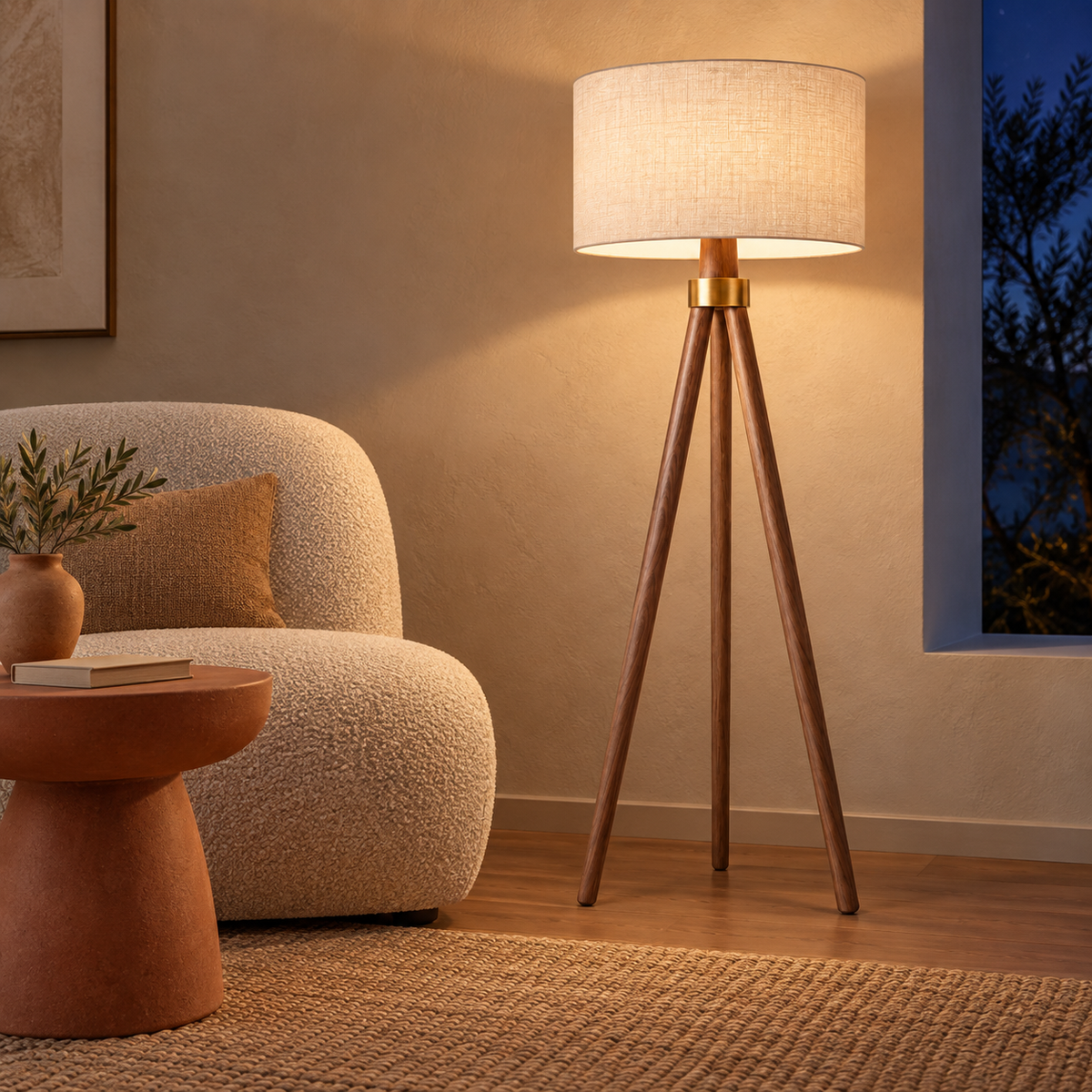 Tavira Tripod Floor Lamp in a considered interior setting