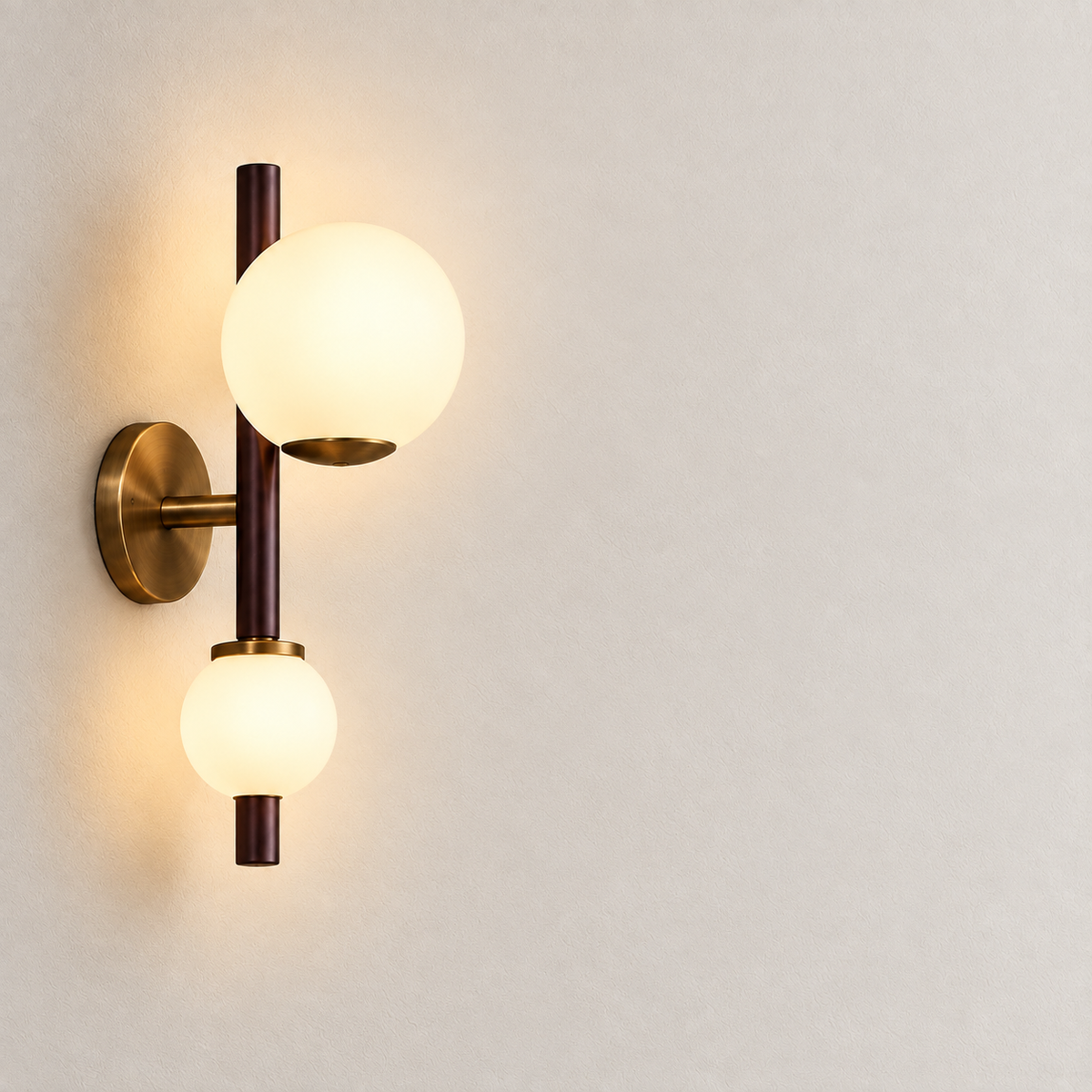 Vienne Double Globe Wall Sconce feature and light-distribution view