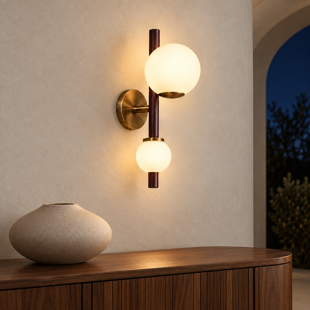 Vienne Double Globe Wall Sconce in a considered interior setting